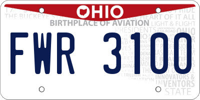 OH license plate FWR3100