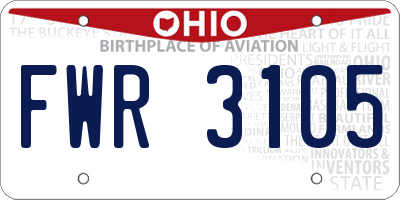 OH license plate FWR3105