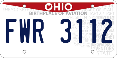 OH license plate FWR3112