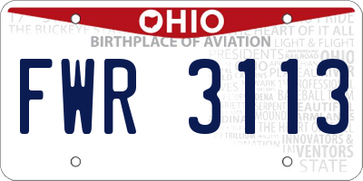 OH license plate FWR3113