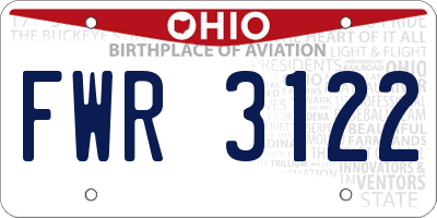OH license plate FWR3122