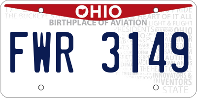 OH license plate FWR3149
