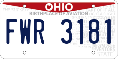 OH license plate FWR3181