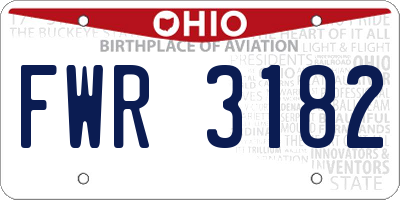OH license plate FWR3182