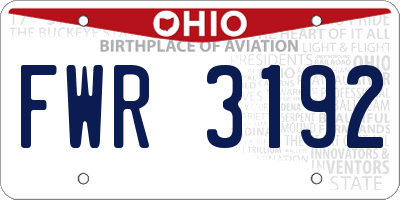 OH license plate FWR3192