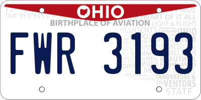 OH license plate FWR3193