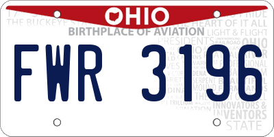 OH license plate FWR3196