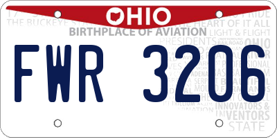 OH license plate FWR3206