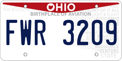 OH license plate FWR3209