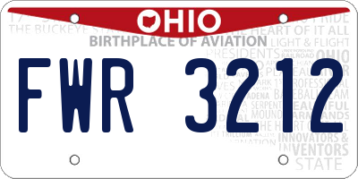 OH license plate FWR3212