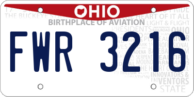 OH license plate FWR3216