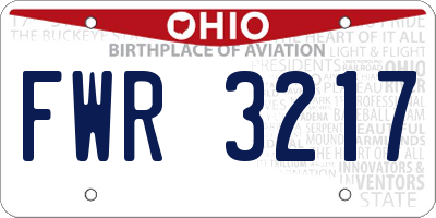 OH license plate FWR3217