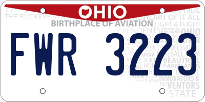 OH license plate FWR3223
