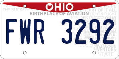 OH license plate FWR3292