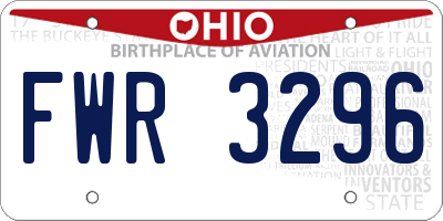 OH license plate FWR3296