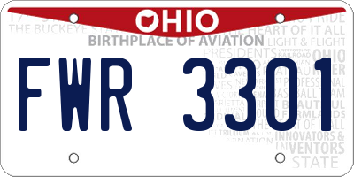 OH license plate FWR3301
