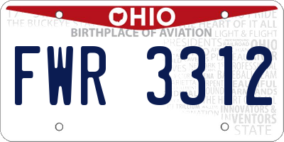 OH license plate FWR3312