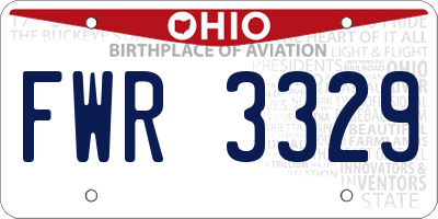 OH license plate FWR3329