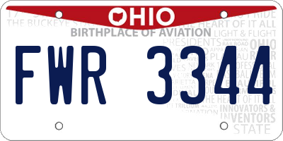 OH license plate FWR3344