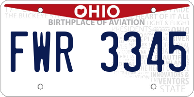OH license plate FWR3345