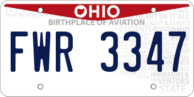 OH license plate FWR3347
