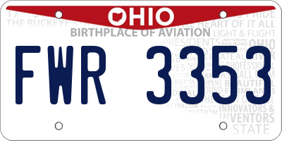 OH license plate FWR3353