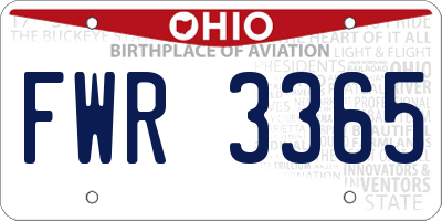 OH license plate FWR3365