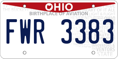 OH license plate FWR3383