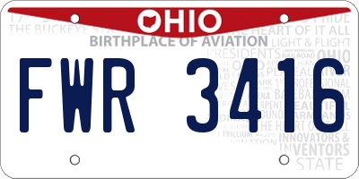 OH license plate FWR3416
