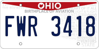 OH license plate FWR3418