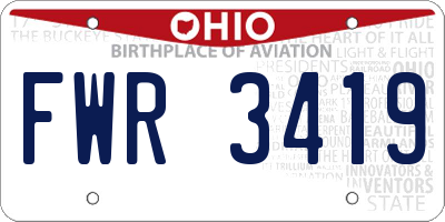 OH license plate FWR3419