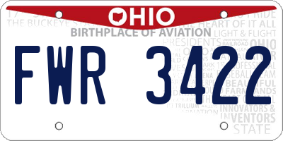 OH license plate FWR3422