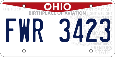 OH license plate FWR3423