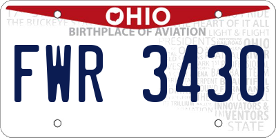OH license plate FWR3430