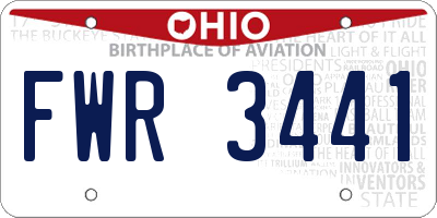 OH license plate FWR3441