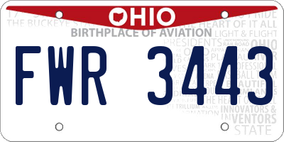 OH license plate FWR3443