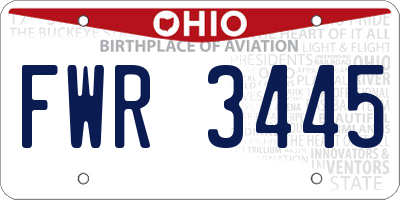 OH license plate FWR3445