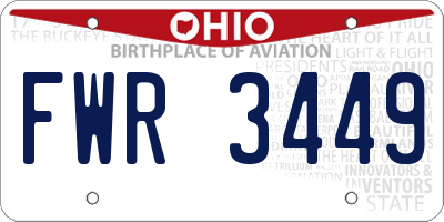 OH license plate FWR3449