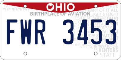 OH license plate FWR3453