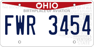 OH license plate FWR3454