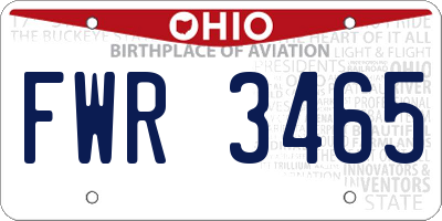 OH license plate FWR3465