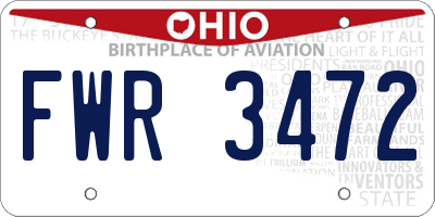 OH license plate FWR3472