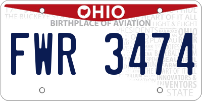 OH license plate FWR3474