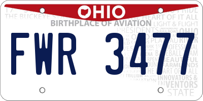 OH license plate FWR3477