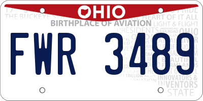 OH license plate FWR3489