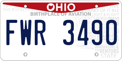 OH license plate FWR3490