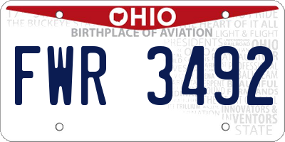 OH license plate FWR3492