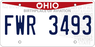 OH license plate FWR3493