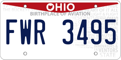 OH license plate FWR3495