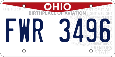 OH license plate FWR3496